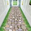 3D Illusion Runner Rug, Grass Green Stone Road Pattern Print Rugs,Pastoral Style Theme Living Room Decorative Runway Carpet,Suitable for Entrance Hall Bedroom Non-Slip Washable(4x6ft view 1