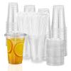 TashiBox TahiBox Plastic cups with lids and straws 16 oz 100sets [100 cups & 100 flat lids & 100 straws],clear crystal disposable iced coffee cups with lids view 1