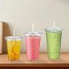 TashiBox TahiBox Plastic cups with lids and straws 16 oz 100sets [100 cups & 100 flat lids & 100 straws],clear crystal disposable iced coffee cups with lids view 4