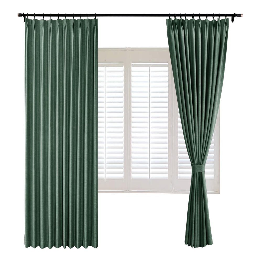 Frelement Pinch Pleated Drapery Panel with Tiebacks 100% Blackout Drapes Solid Color Linen Curtains Drapes Thermal Insulated Drapery for Living Room Bedroom, 84" W x 84" L, 1 Panel, Peacock