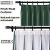 Frelement Pinch Pleated Drapery Panel with Tiebacks 100% Blackout Drapes Solid Color Linen Curtains Drapes Thermal Insulated Drapery for Living Room Bedroom, 84" W x 84" L, 1 Panel, Peacock view 2