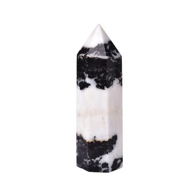 AAKOMA 1pc Natural Stone Crystal Point Obelisk Black and White Zebra Quartz Wand Beautiful Ornament for Home Decor Pyramid (Color : Natural Zebra Stone, Size : 70-80mm)
