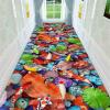 3D Runner Rug for Hallway, Lotus Pond Koi Fish Stone Pattern Rugs,Color Long Indoor Non-Slip Washable Carpet,Suitable for Entrance Hall,Living Room Kitchen(3.2x5ft view 1