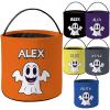 KafePross Personalized Halloween Trick or Treat Bag Customized Name Goody Bag Ghost Decor Basket Candy Gifts Bucket for Kids 9 x 9.8 Inch view 1