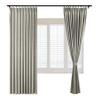 Frelement Pinch Pleated Drapery Panel with Tiebacks 100% Blackout Drapes Solid Color Linen Curtains Drapes Thermal Insulated Drapery for Living Room Bedroom, 84" W x 84" L, 1 Panel, Island Fossil view 1