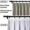 Frelement Pinch Pleated Drapery Panel with Tiebacks 100% Blackout Drapes Solid Color Linen Curtains Drapes Thermal Insulated Drapery for Living Room Bedroom, 84" W x 84" L, 1 Panel, Island Fossil view 2