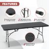 FDW Folding Half Portable Foldable Table for Parties Backyard Events (White, 6 FT 70 * 29) (Black, 6 FT) view 4