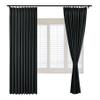 Frelement Pinch Pleated Drapery Panel with Tiebacks 100% Blackout Drapes Solid Color Linen Curtains Drapes Thermal Insulated Drapery for Living Room Bedroom, 84" W x 84" L, 1 Panel, Black view 1