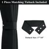 Frelement Pinch Pleated Drapery Panel with Tiebacks 100% Blackout Drapes Solid Color Linen Curtains Drapes Thermal Insulated Drapery for Living Room Bedroom, 84" W x 84" L, 1 Panel, Black view 3