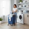StorageWorks 160L Laundry Basket with Wheels, Large Rolling Hampers for Clothing Organizer, Dirty Clothes Basket for Hotel, Home, Closet, Dorm, Blue view 2