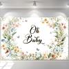 Avezano Wildflower Baby Shower Backdrop Wildflower Baby Shower Decorations Greenery Floral New Born Background Spring Oh Baby Birthday Party Banner 70.8 x 43.3 Inch view 1