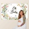 Avezano Wildflower Baby Shower Backdrop Wildflower Baby Shower Decorations Greenery Floral New Born Background Spring Oh Baby Birthday Party Banner 70.8 x 43.3 Inch view 4
