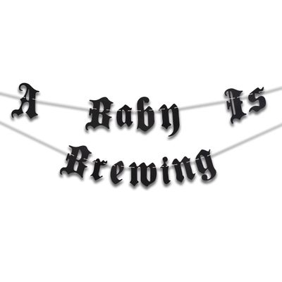 Gothic A Baby Is Brewing Banner - Beer Baby Shower Theme Decoration,Old English Baby Announcement Banner, Pregnancy Announcement,Gender Neutral Baby Shower Ideas (brewing baby gothic)