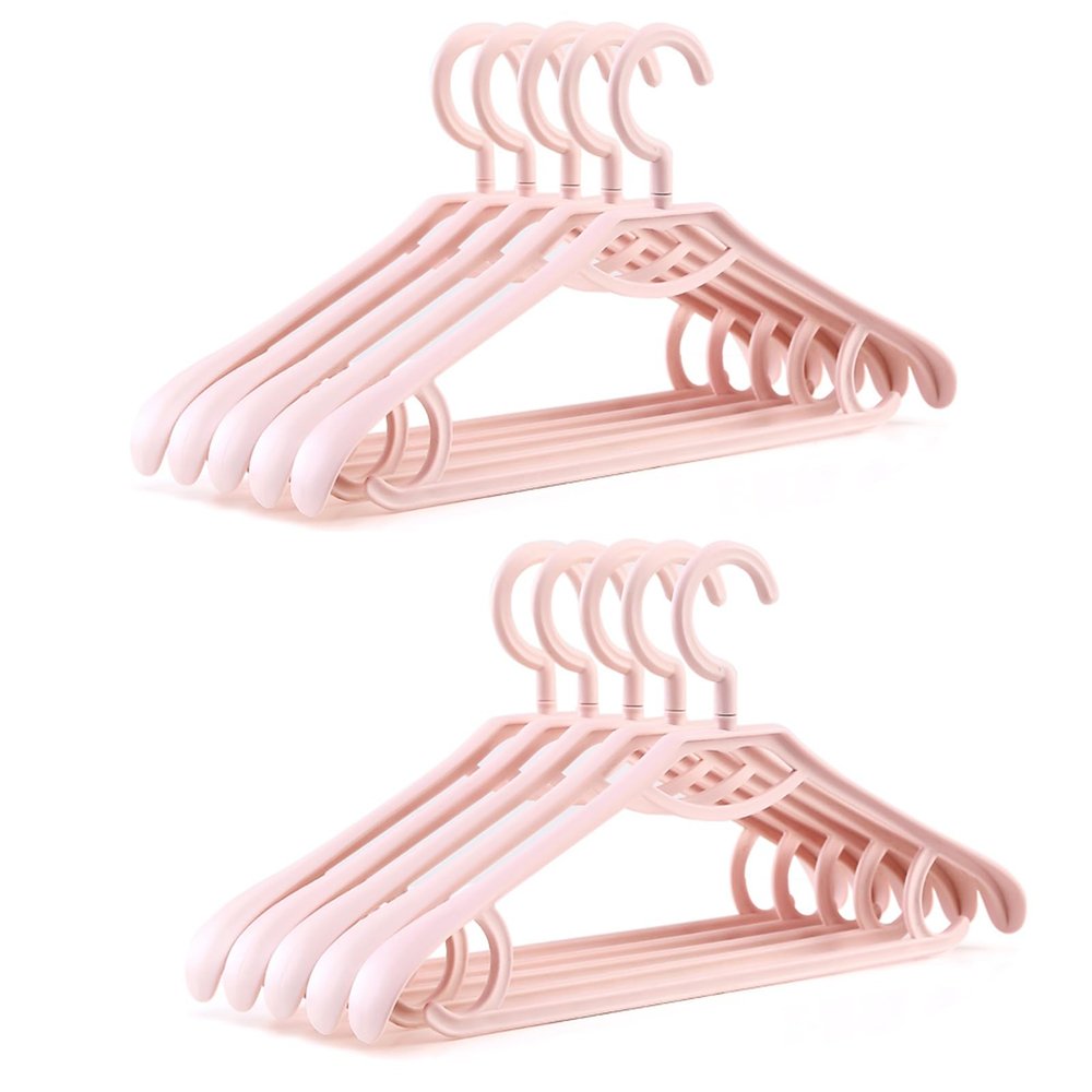 MAXHID Pack of 10 Wide Non-Marking Plastic Hangers -360 Swivel Hook - Multifunctional Clothes Hanger for Coats, Suits, Pants and Jackets,Pink