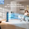 DREO Bladeless Tower Fan - 25ft/s, 4 Speeds, 4 Modes, 90 Oscillation, 8H Timer, Ultra Quiet for Bedroom, Indoors, Silver (Tower Fan 307) view 2