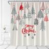 TENVSIN Merry Christmas Shower Curtain Christmas Tree Abstract Xmas Pine Tree Winter Holiday Fabric Bathroom Decor Set with Hooks(74.8" Wx70 H) view 1