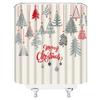 TENVSIN Merry Christmas Shower Curtain Christmas Tree Abstract Xmas Pine Tree Winter Holiday Fabric Bathroom Decor Set with Hooks(74.8" Wx70 H) view 3