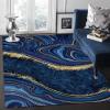 Nordic Navy Blue Gold Marble Area Rugs, Marbling Art Easy Clean Rug, Soft Non-Skid Carpet Throw Rug for Kids Teen Girls Boys Bedroom Living Room Bathroom Classroom Office 5ftx8ft view 1