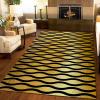 Abstract Black Gold Wavy Line Area Rug, Spiral Wavy Gradient Texture, Soft Washable, Anti-Slip Backing Decorative Home Rug, 3ftx4ft view 3