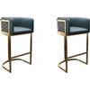 CraftThink Counter Stool, Modern Glam Gold Metal Faux Leather Bar Stool Dining Chair with Low Back and Arms for Indoor Shop bar Home- 2 Piece Set, Blue Short Stool(26" H) view 1