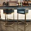 CraftThink Counter Stool, Modern Glam Gold Metal Faux Leather Bar Stool Dining Chair with Low Back and Arms for Indoor Shop bar Home- 2 Piece Set, Blue Short Stool(26" H) view 4