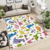 Color Cartoon Dinosaur Area Rugs, Green Cartoon Plant Soft Washable Carpet, Upholstery Rug with Non-Slip Backing for Kids Boys Girls Bedroom Living Room Dining Room Study 6ftx8ft view 1