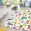 Color Cartoon Dinosaur Area Rugs, Green Cartoon Plant Soft Washable Carpet, Upholstery Rug with Non-Slip Backing for Kids Boys Girls Bedroom Living Room Dining Room Study 6ftx8ft view 3