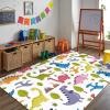 Color Cartoon Dinosaur Area Rugs, Green Cartoon Plant Soft Washable Carpet, Upholstery Rug with Non-Slip Backing for Kids Boys Girls Bedroom Living Room Dining Room Study 6ftx8ft view 4
