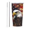 American Flag Fire Eagle print 20 oz Stainless Steel Tumbler With Lid And Straw Insulated Coffee Cup Portable Travel Mug For Cold And Hot Drinks view 1