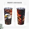 American Flag Fire Eagle print 20 oz Stainless Steel Tumbler With Lid And Straw Insulated Coffee Cup Portable Travel Mug For Cold And Hot Drinks view 4