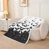 Black Bats Kids Throw Blanket,Happy Halloween Before Christmas Bed Blanket for Boys Girls Adults,Halloween Holiday Fleece Blanket,Black White Simple Fuzzy Blanket,Queen Size (90 x 90 Inches) view 2