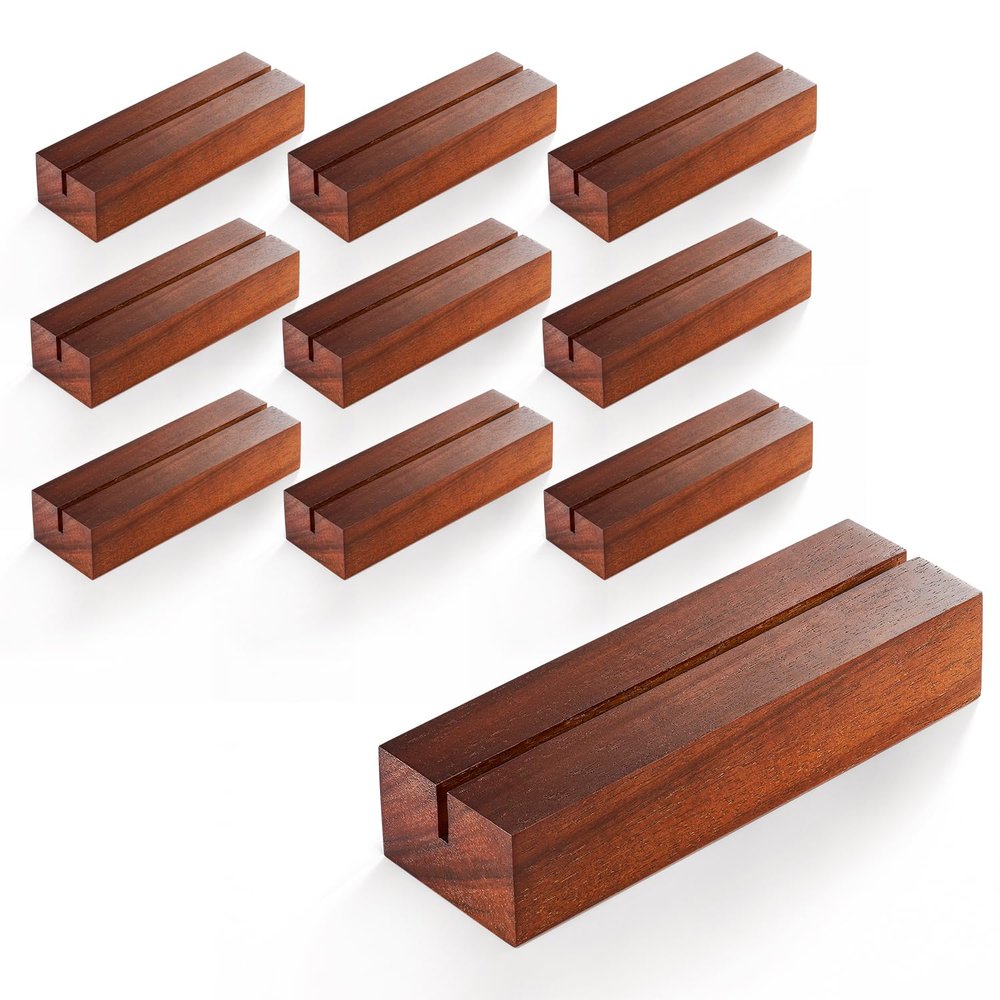 Tidita 10 pcs Acacia Wood Place Card Holder - Wooden Acrylic Sign Holder Table Decor - Picture Display Stands, Centerpieces Table Number Signs for Shop Cafe Holiday Decoration Wedding Party Events
