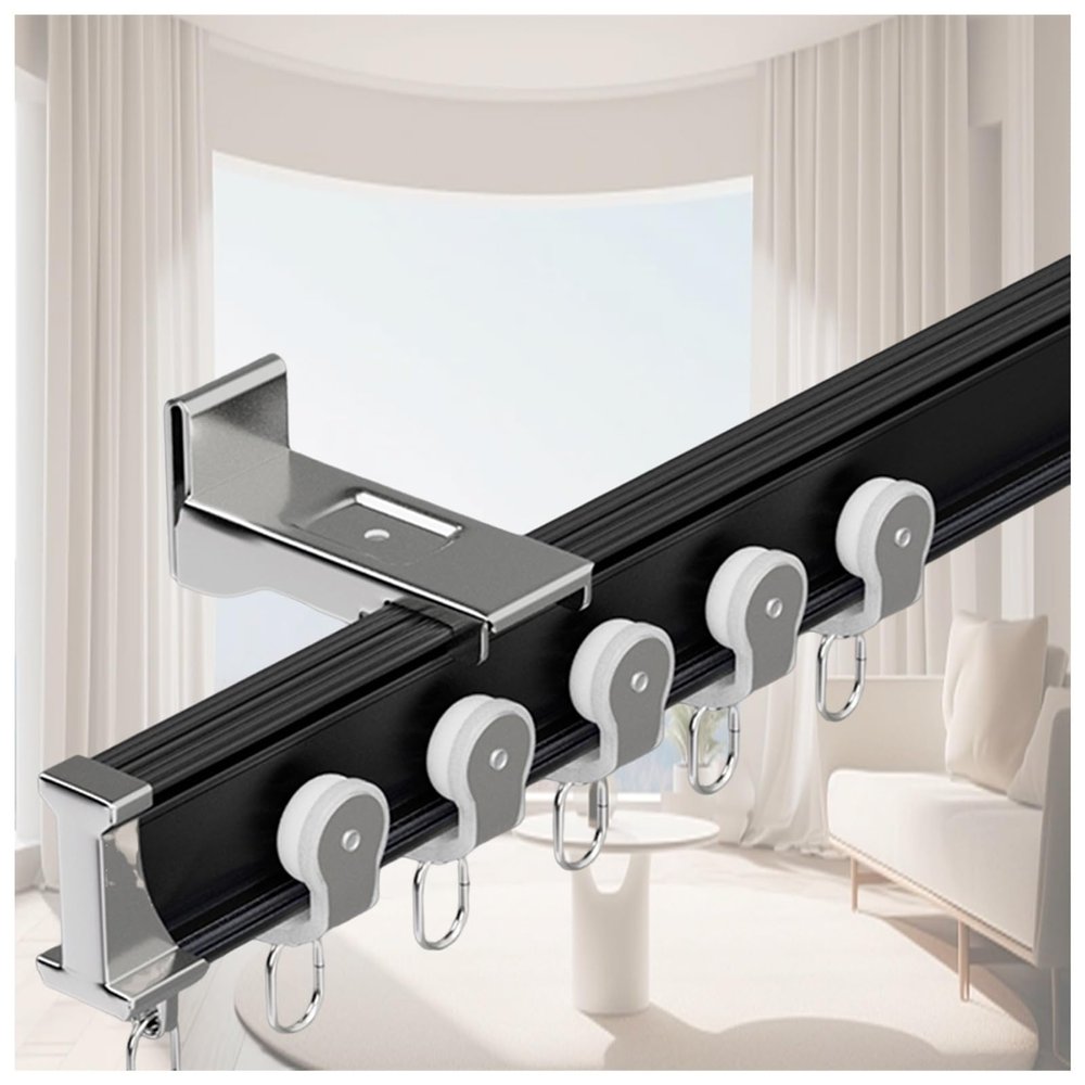 Flexible Bendable Curtain Track, Curved Wall Curtain Rail for Room Divider, Shower Curtain, RV Curtain, Bay Window (Color : Black, Size : 3.8m/12.5ft)