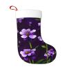 BrUgui Large Christmas Stocking, Personalized and Durable, Perfect for Holiday Decor and Gift-Giving Blooming Purple Flowers view 1