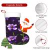 BrUgui Large Christmas Stocking, Personalized and Durable, Perfect for Holiday Decor and Gift-Giving Blooming Purple Flowers view 3