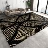 Abstract Black Gold Stripe Geometric Soft Washable Area Rug with Anti-Slip Backing - 4ft x 6ft for Living, Bedroom, Kitchen, Dining, Laundry Rooms view 1