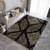 Abstract Black Gold Stripe Geometric Soft Washable Area Rug with Anti-Slip Backing - 4ft x 6ft for Living, Bedroom, Kitchen, Dining, Laundry Rooms view 3