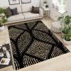 Abstract Black Gold Stripe Geometric Soft Washable Area Rug with Anti-Slip Backing - 4ft x 6ft for Living, Bedroom, Kitchen, Dining, Laundry Rooms view 4