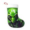 BrUgui Large Christmas Stocking, Personalized and Durable, Perfect for Holiday Decor and Gift-Giving Green Long Ear Alien view 1