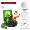 BrUgui Large Christmas Stocking, Personalized and Durable, Perfect for Holiday Decor and Gift-Giving Green Long Ear Alien view 3