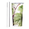 Beautiful grape leaves print 20 oz Stainless Steel Tumbler With Lid And Straw Insulated Coffee Cup Portable Travel Mug For Cold And Hot Drinks view 1