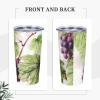 Beautiful grape leaves print 20 oz Stainless Steel Tumbler With Lid And Straw Insulated Coffee Cup Portable Travel Mug For Cold And Hot Drinks view 4