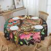 AdaNti Anime Owl Print 60" Round Tablecloths Waterproof Washable Table Covers Kitchen Decoration for Dinner Table Kitchen Coffee Table view 2
