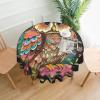 AdaNti Anime Owl Print 60" Round Tablecloths Waterproof Washable Table Covers Kitchen Decoration for Dinner Table Kitchen Coffee Table view 3