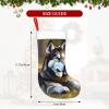 BrUgui Large Christmas Stocking, Personalized and Durable, Perfect for Holiday Decor and Gift-Giving Husky Dog view 2