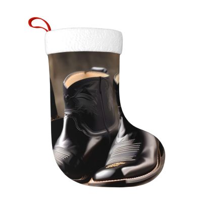 Large Christmas Stocking, Personalized and Durable, Perfect for Holiday Decor and Gift-Giving Cowboy Black Hat Western Boots