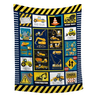 Construction Truck Blanket Soft Fuzzy Excavator Tractor Blanket for Toddler Women Men Construction Vehicles Blanket for Couch Bed Outdoor Truck Blankets for Truck Car Lovers 40"x50"for Kids/Child