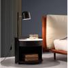 Simple Nightstand Nightstand Luxury Round Wooden End Table Marble Top Bedside Cabinet W/Drawer Bedside Dresse Leather Modern Bedside Table Space Saving view 2