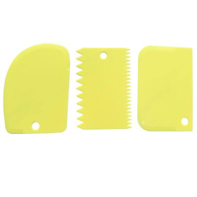 Kitchen Baking Tool 3 Piece Set, Cream Knife, Decorative Cream Tool, Cake Cream Knife Knife for Family Coffee Shop Bakery Yellow
