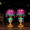 YTDJJWLS 17cm Lotus Lamp, White, Metal, Buddhist Supplies, Temple, Home, Guanyin Buddha Lamp view 1